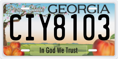 GA license plate CIY8103