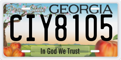 GA license plate CIY8105