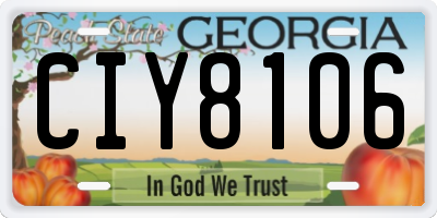 GA license plate CIY8106