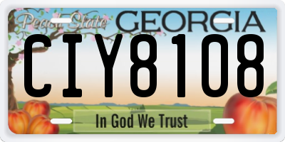 GA license plate CIY8108