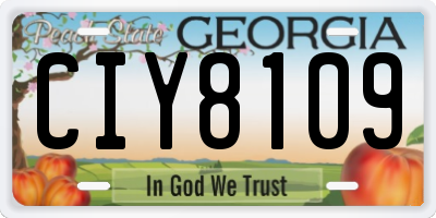 GA license plate CIY8109