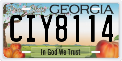 GA license plate CIY8114