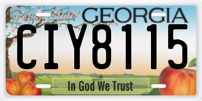 GA license plate CIY8115