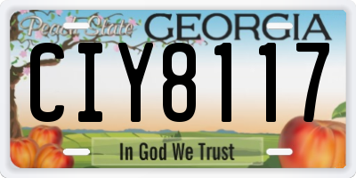 GA license plate CIY8117