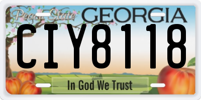 GA license plate CIY8118