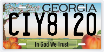 GA license plate CIY8120
