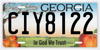 GA license plate CIY8122