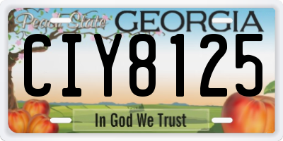 GA license plate CIY8125
