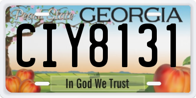 GA license plate CIY8131