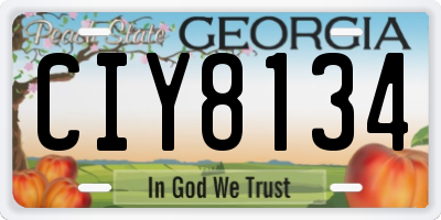 GA license plate CIY8134