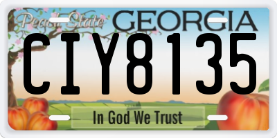 GA license plate CIY8135