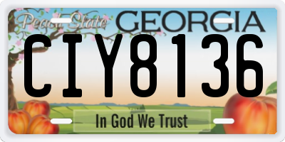 GA license plate CIY8136