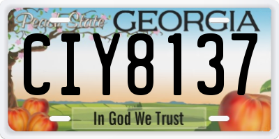 GA license plate CIY8137