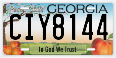 GA license plate CIY8144