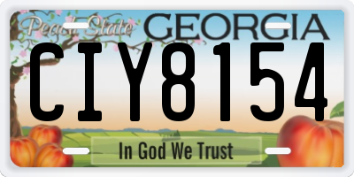 GA license plate CIY8154