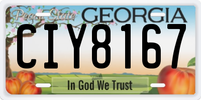 GA license plate CIY8167