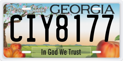 GA license plate CIY8177