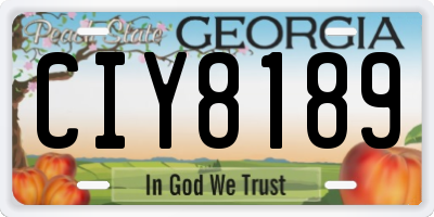 GA license plate CIY8189