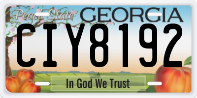 GA license plate CIY8192
