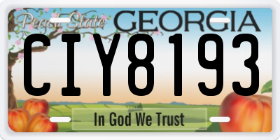 GA license plate CIY8193