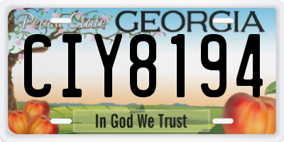 GA license plate CIY8194
