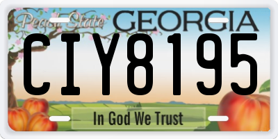 GA license plate CIY8195