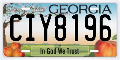GA license plate CIY8196