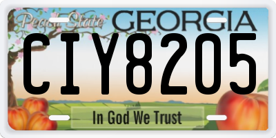 GA license plate CIY8205