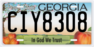 GA license plate CIY8308