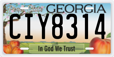 GA license plate CIY8314