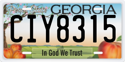 GA license plate CIY8315