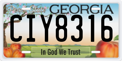 GA license plate CIY8316