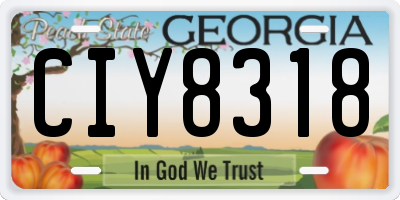 GA license plate CIY8318