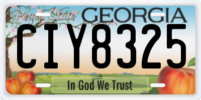 GA license plate CIY8325