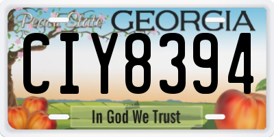 GA license plate CIY8394
