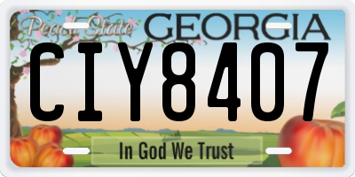 GA license plate CIY8407