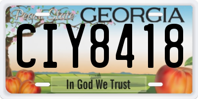 GA license plate CIY8418