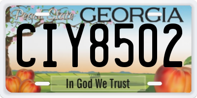 GA license plate CIY8502