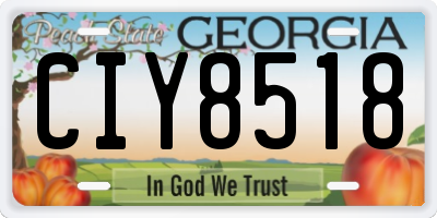 GA license plate CIY8518