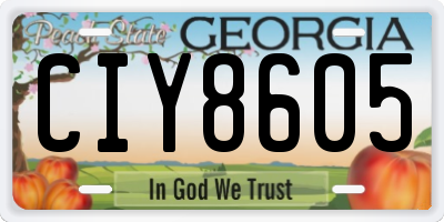 GA license plate CIY8605