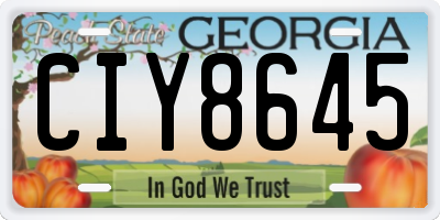 GA license plate CIY8645