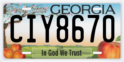 GA license plate CIY8670