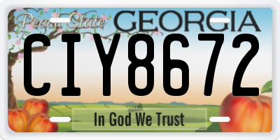 GA license plate CIY8672