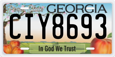 GA license plate CIY8693