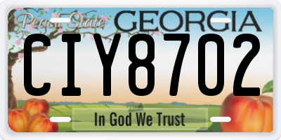 GA license plate CIY8702