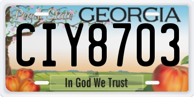 GA license plate CIY8703