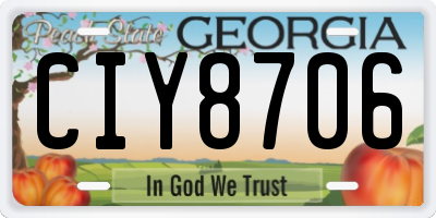 GA license plate CIY8706