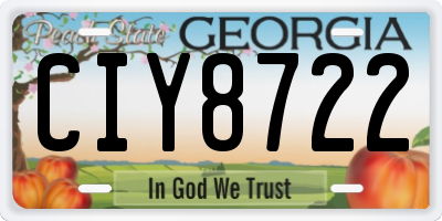 GA license plate CIY8722