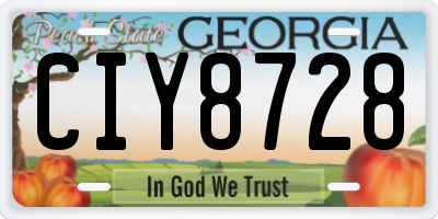 GA license plate CIY8728