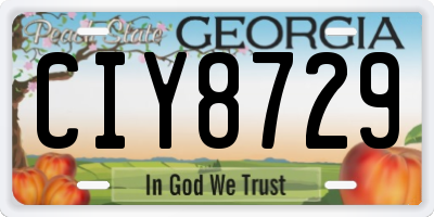 GA license plate CIY8729